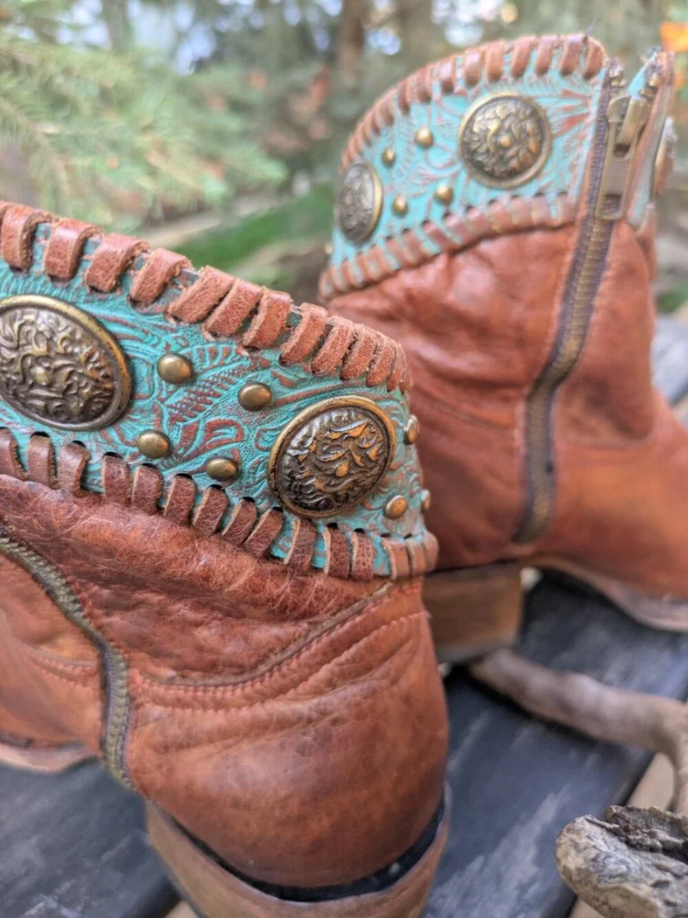 Corral Women's Western Concho Ankle Boots (Style A3196) Size 8 Cowgirl!.